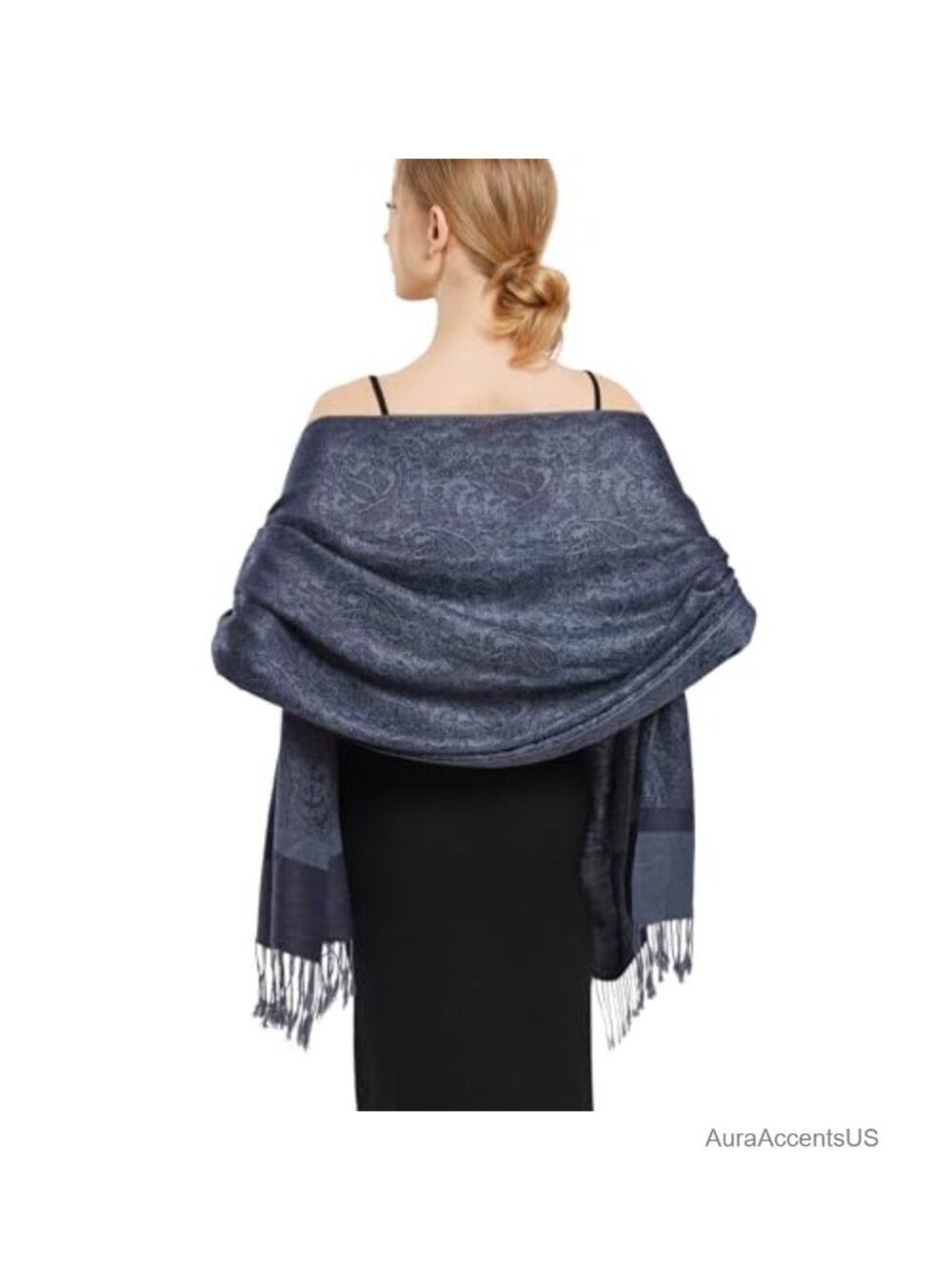 Silky Paisley Double-Side Jacquard Pashmina Shawl Wrap for Evening Dress Travel